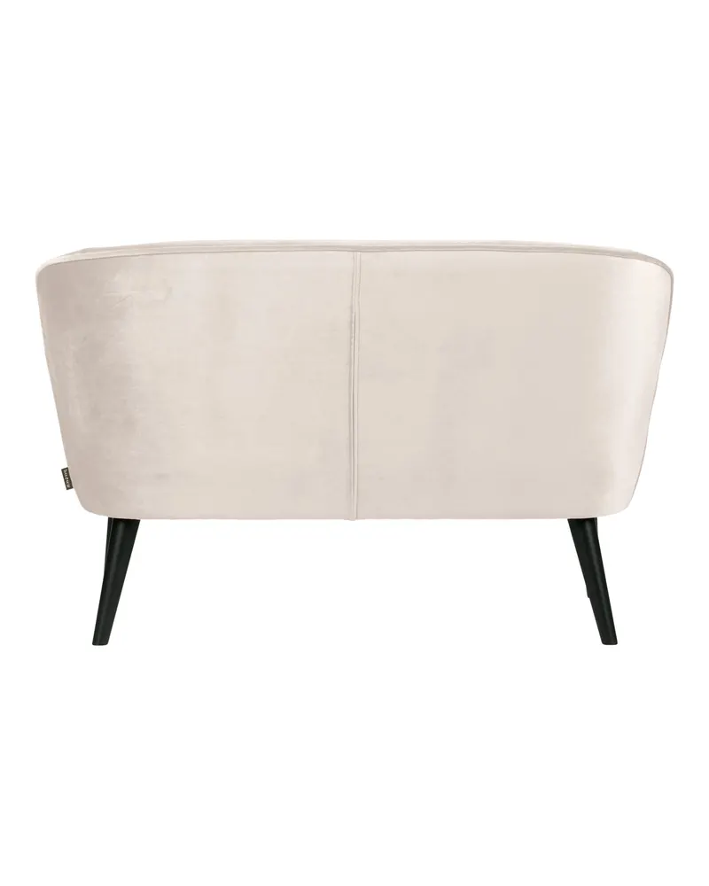 Sara kleines Sofa mit hohen Holzbeinen, Off white, Samt, Ansicht 3