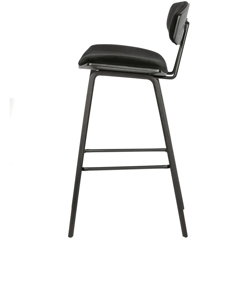 Senn Barhocker mit Samt und Fußstütze, Schwarz, Ansicht 3