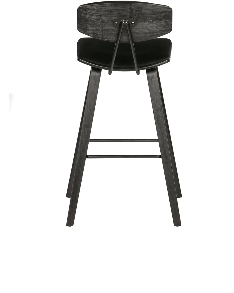 Senn Barhocker mit Samt und Fußstütze, Schwarz, Ansicht 4