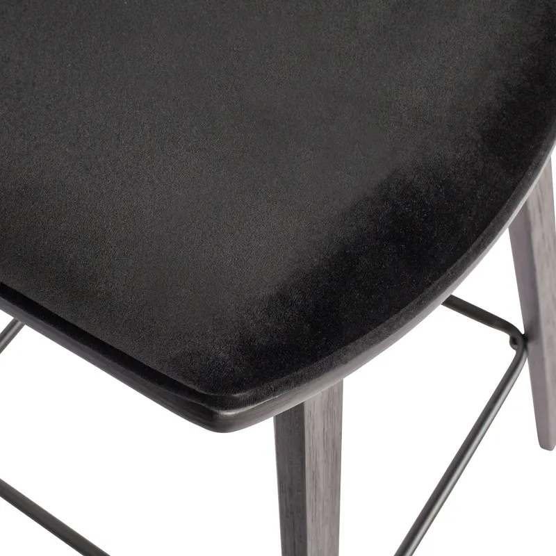 Senn Barhocker mit Samt und Fußstütze, Schwarz, Detail, Ansicht 1