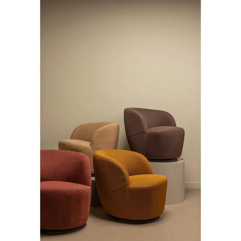 Serra Drehsessel, Curry melange, Webstoff, im Wohnraum, Ansicht 1
