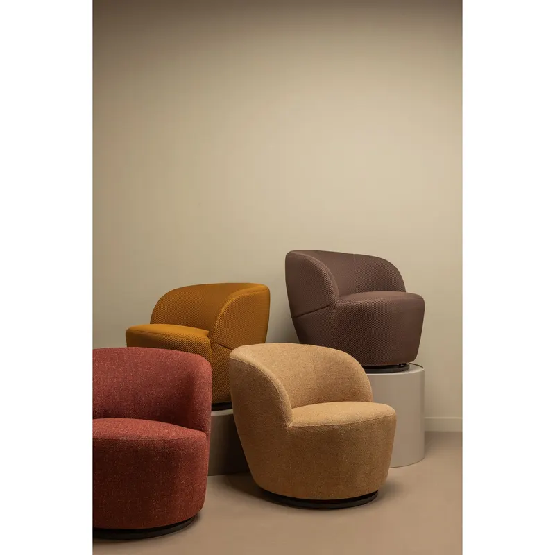 Serra Drehsessel, Curry melange, Webstoff, im Wohnraum, Ansicht 2