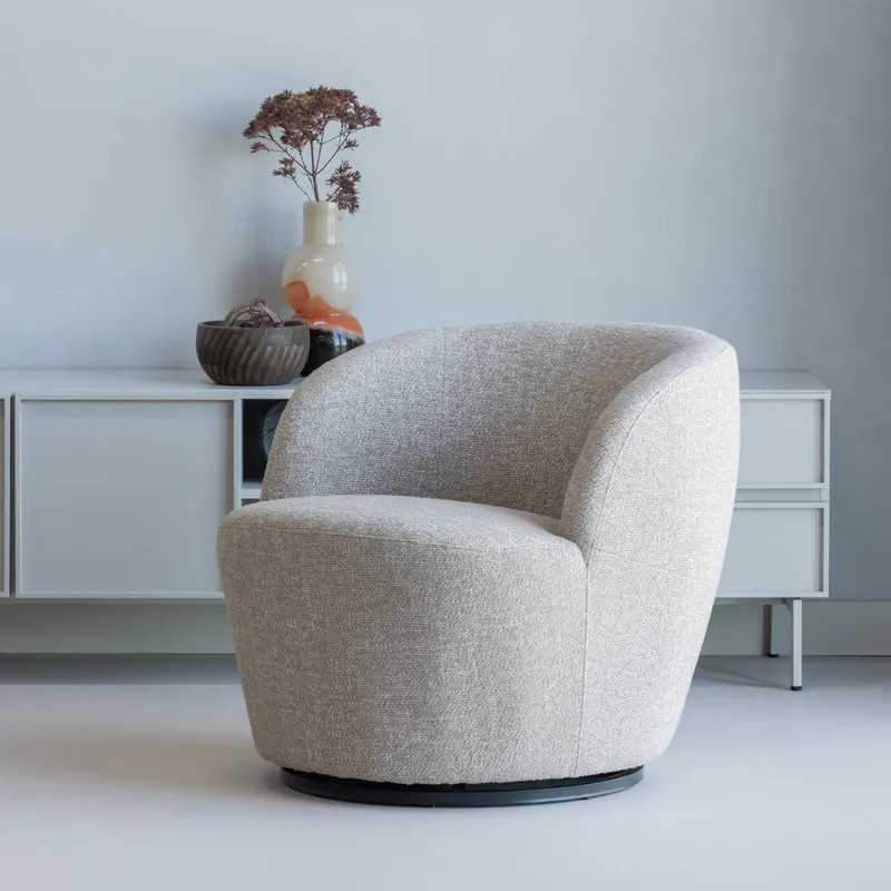 Serra Drehsessel, Natur melange, Melangegewebe, im Wohnraum