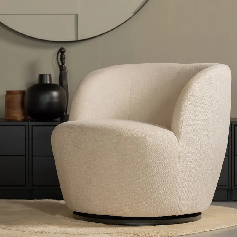 Serra Drehsessel, Off white, Webstoff, im Wohnraum