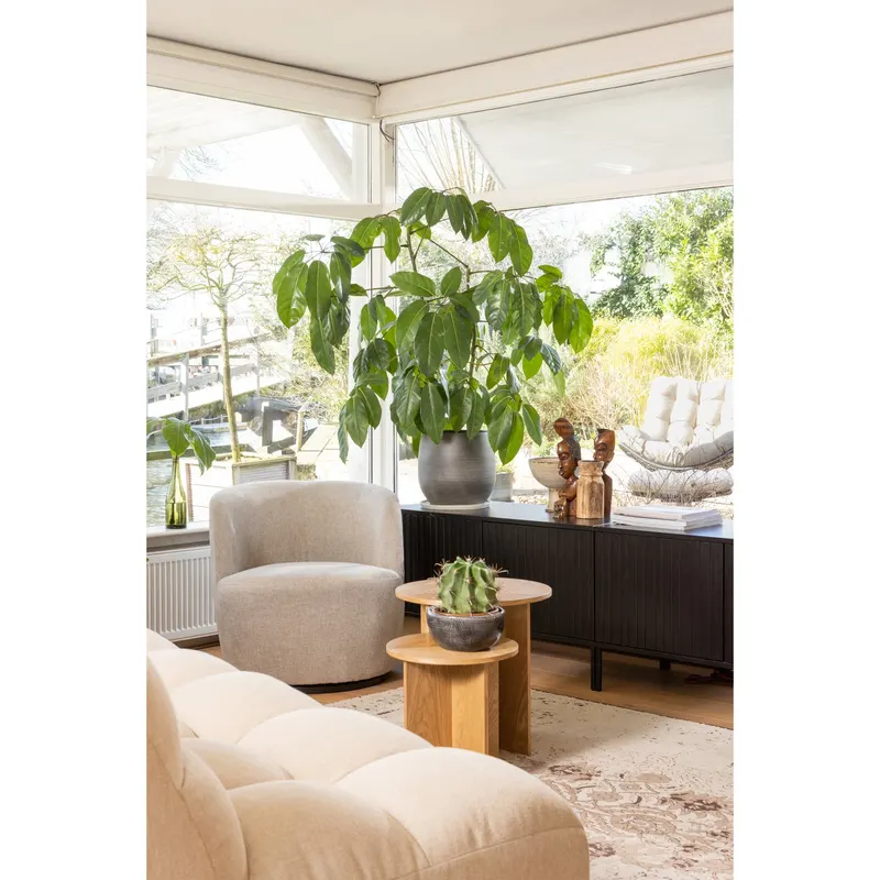 Serra Drehsessel, Sand, gewebter Stoff, im Wohnraum, Ansicht 1