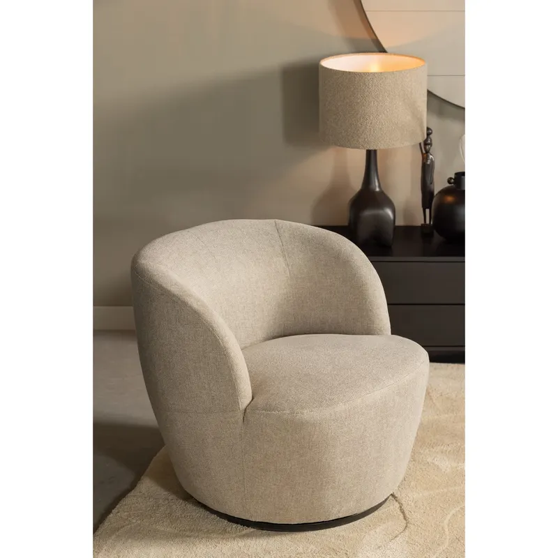 Serra Drehsessel, Sand, gewebter Stoff, im Wohnraum, Ansicht 2
