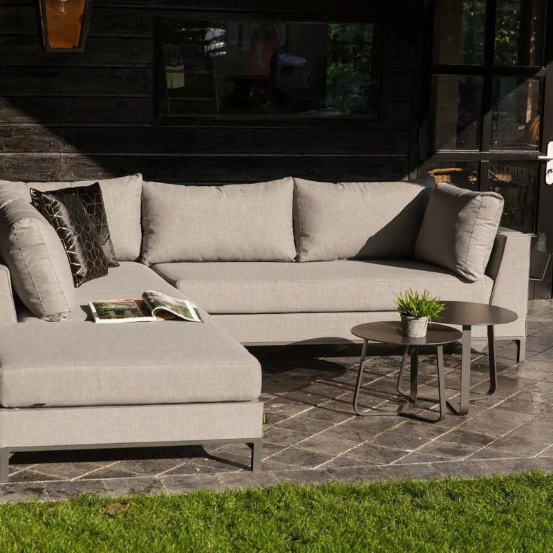 Sicilie Gartenlounge aus Aluminium, Taupe links, im Wohnraum, Ansicht 1