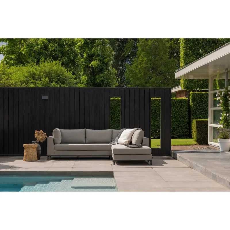 Sicilie Gartenlounge aus Aluminium, Taupe links, im Wohnraum, Ansicht 2