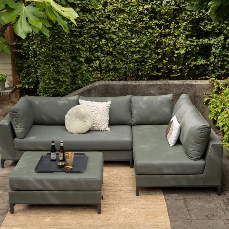 Sicilie Gartenlounge aus Aluminium, Grün rechts, im Wohnraum