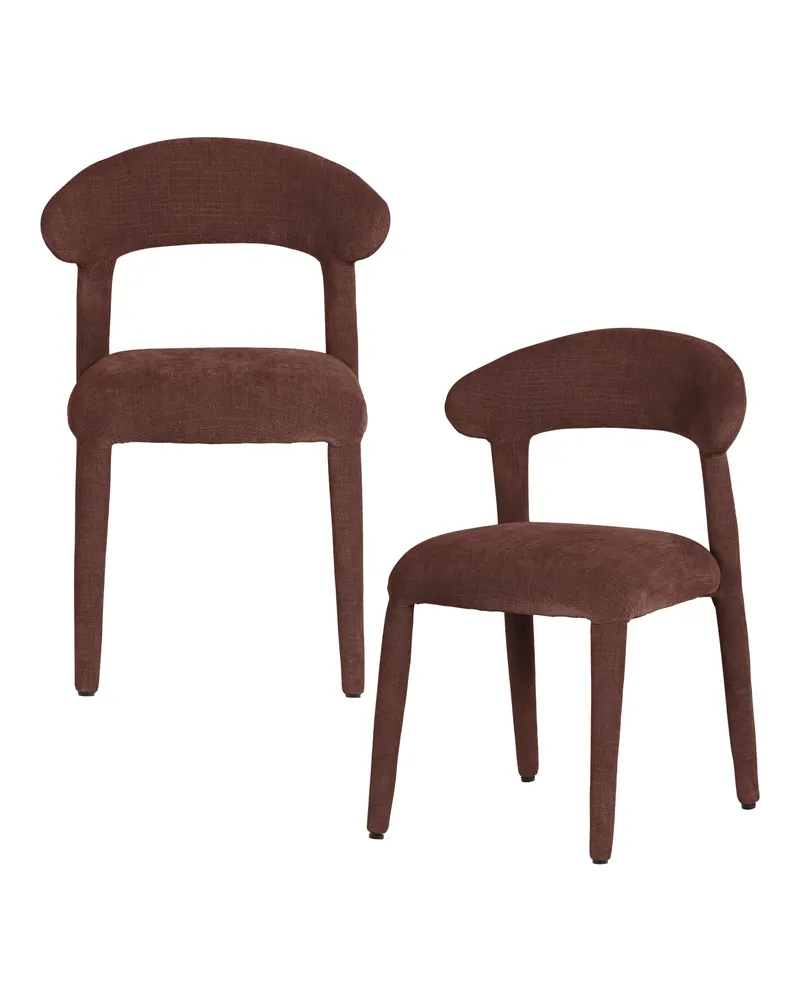 Sile Esszimmerstuhl im Leinenlook, 2er-Set, FSC®-zertifiziert, Burgunderrot