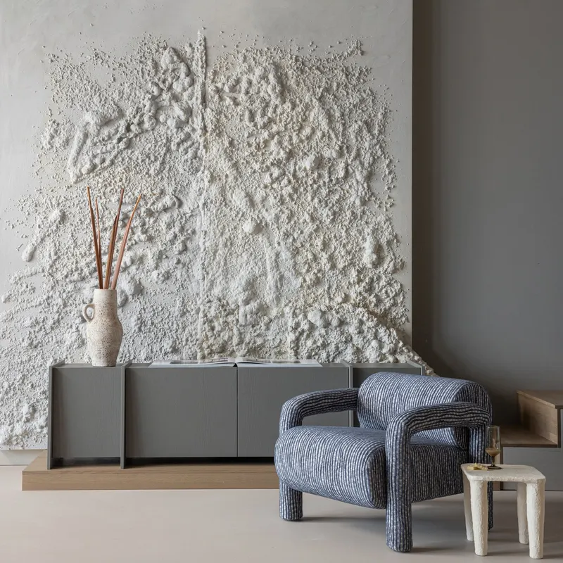Sive Vase aus Ton, Sand, im Wohnraum, Ansicht 1