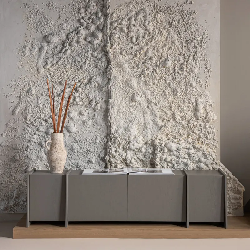 Sive Vase aus Ton, Sand, im Wohnraum, Ansicht 2