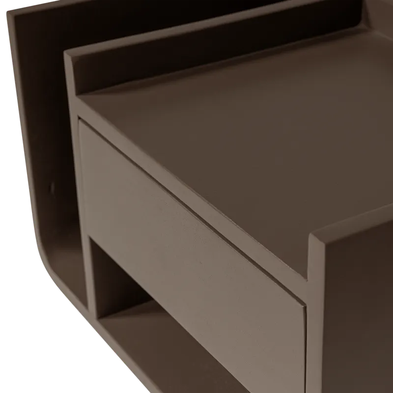 Slo Nachttisch aus Mangoholz mit Schublade, links, Detail, Ansicht 1