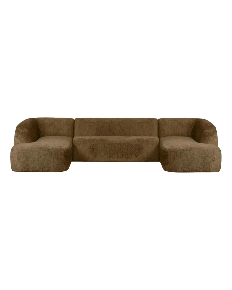 Sloping U-förmiges Ecksofa, Brass, Struktursamt