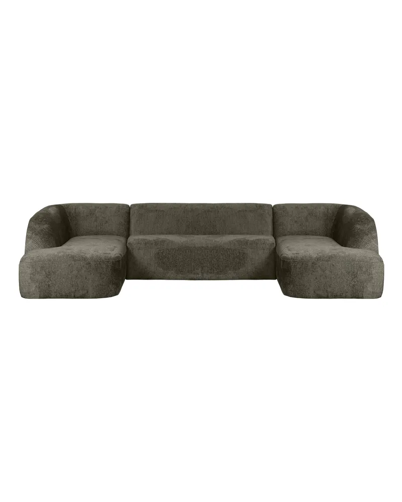 Sloping U-förmiges Ecksofa, Frost, Struktursamt