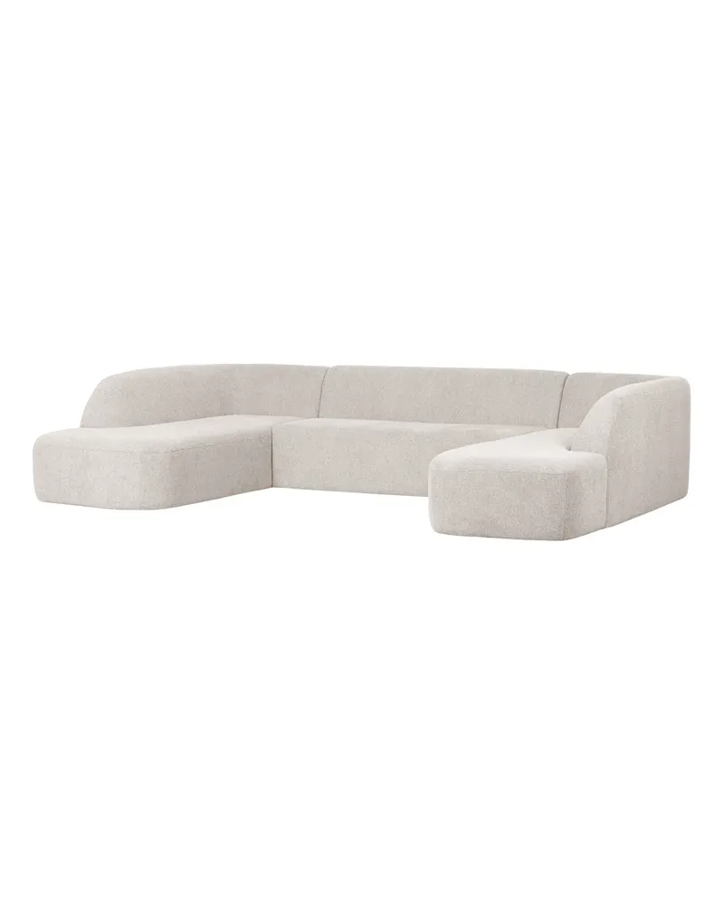 Sloping U-förmiges Ecksofa, Pearl melange, Melangegewebe, Ansicht 1