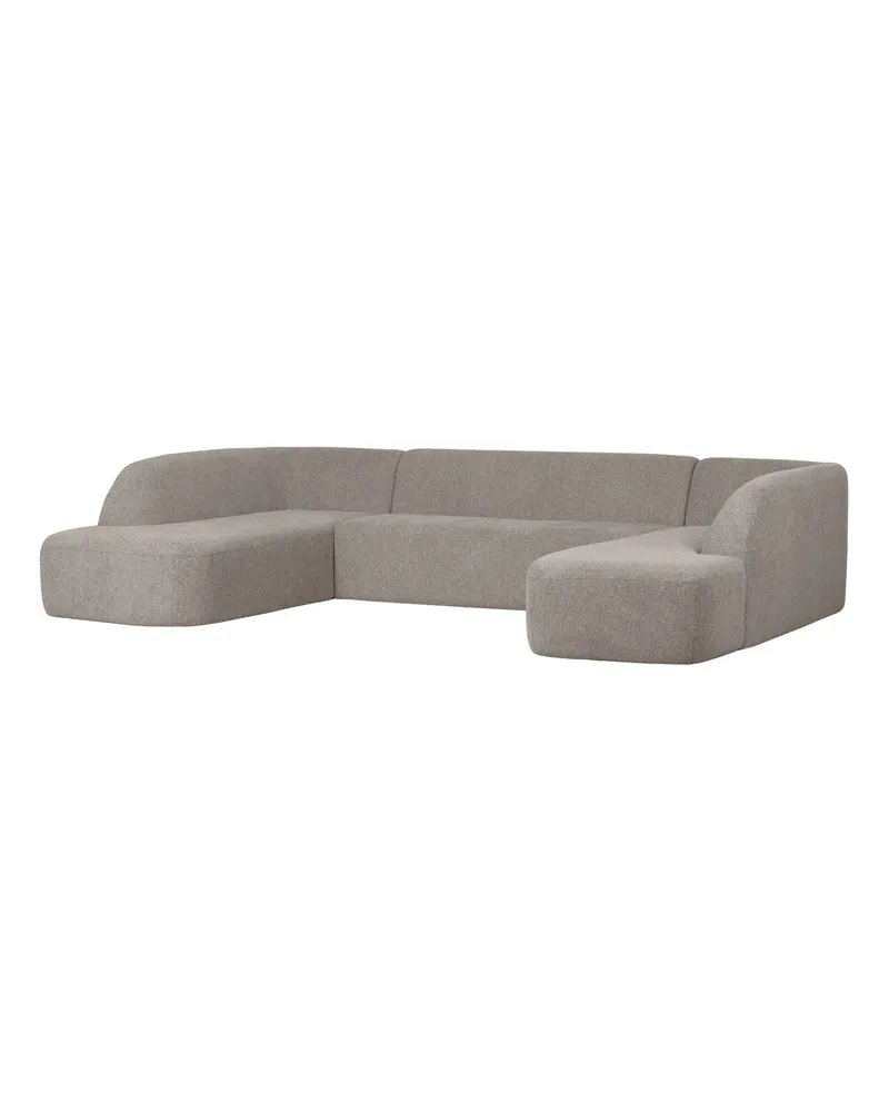 Sloping U-förmiges Ecksofa, Off white melange, Melangegewebe, Ansicht 1