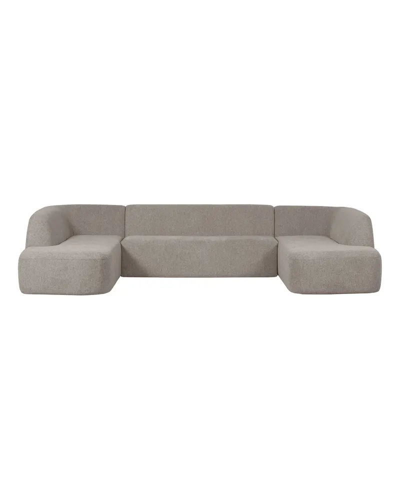 Sloping U-förmiges Ecksofa, Off white melange, Melangegewebe, Ansicht 2