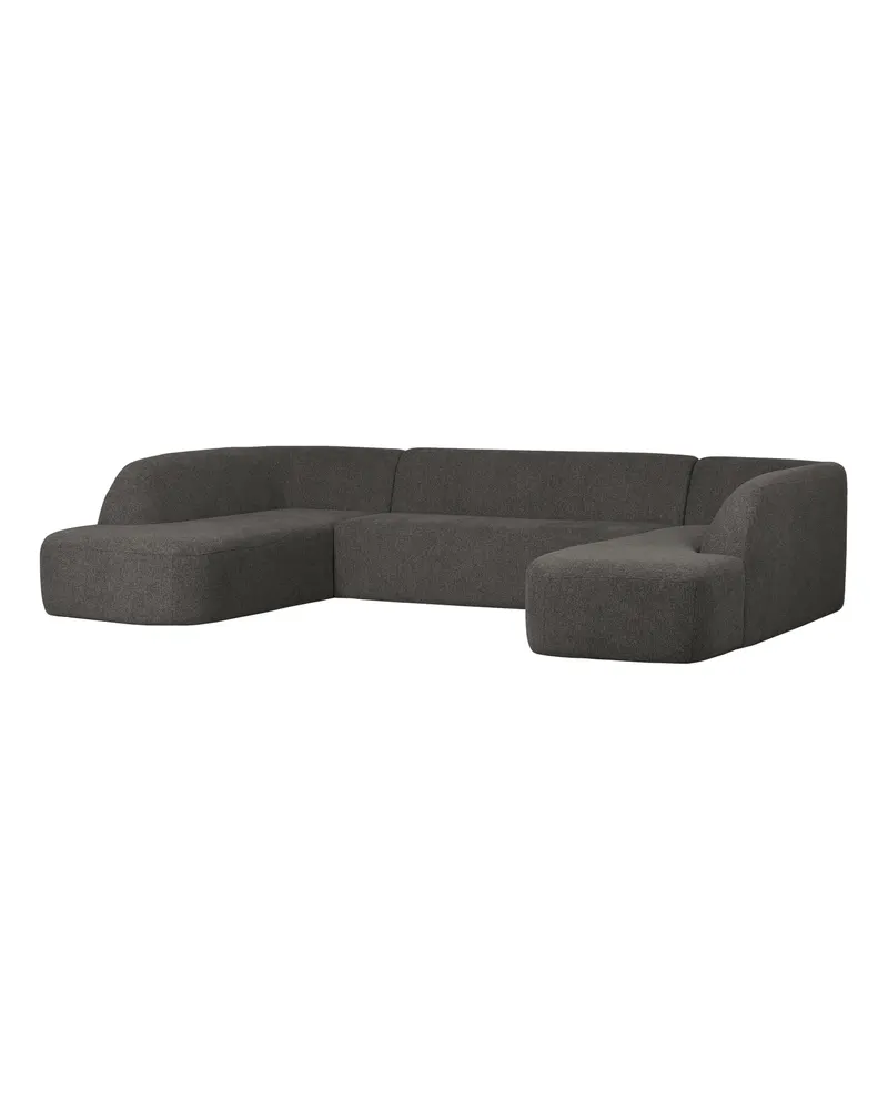 Sloping U-förmiges Ecksofa, Grau/schwarz melange, Melangegewebe, Ansicht 1