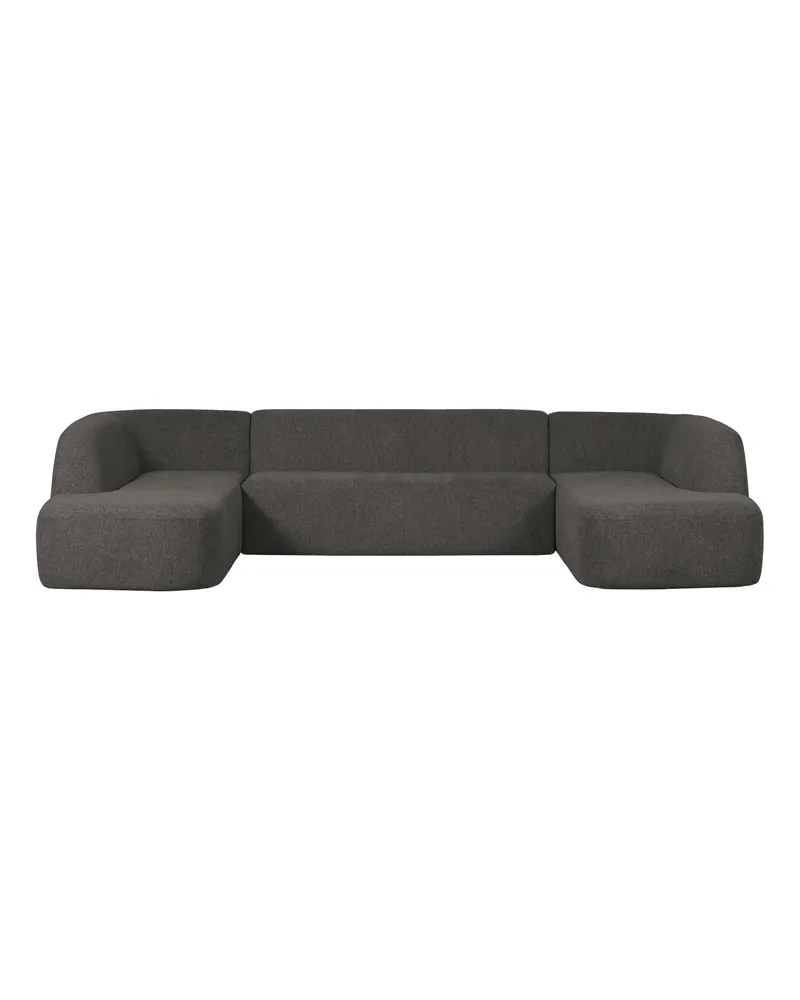 Sloping U-förmiges Ecksofa, Grau/schwarz melange, Melangegewebe, Ansicht 2