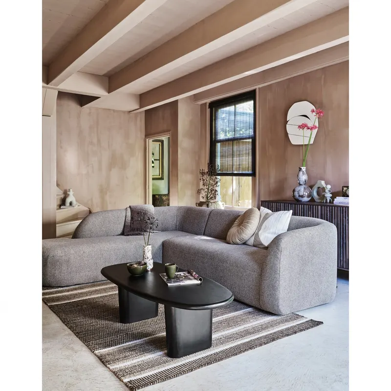 Sloping Ecksofa, Hellbraun melange, links, im Wohnraum, Ansicht 2