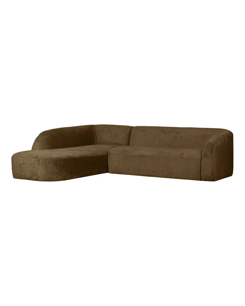 Sloping Ecksofa, Brass Struktursamt, links, Ansicht 1