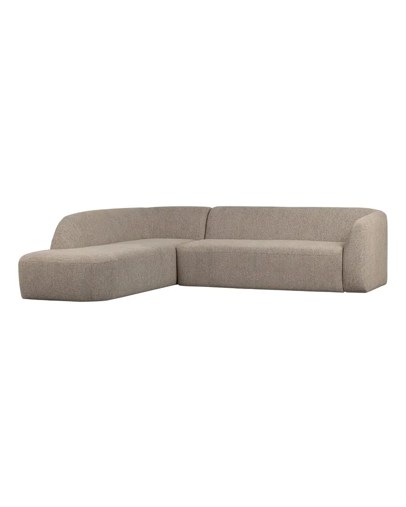 Sloping Ecksofa mit abgerundeter Form, Natur melange