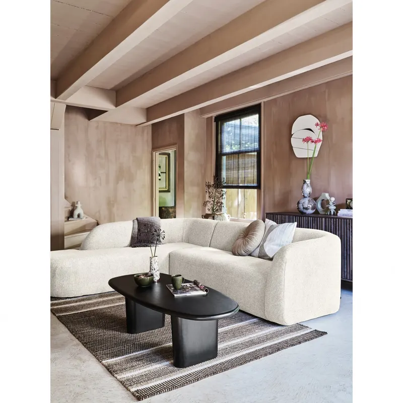 Sloping Ecksofa, Pearl melange, links, im Wohnraum
