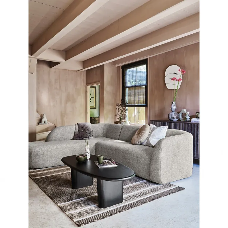 Sloping Ecksofa, Off white melange, links, im Wohnraum