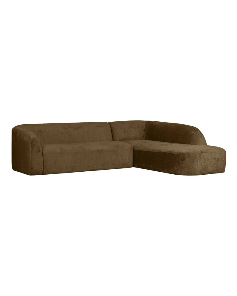 Sloping Ecksofa, Brass Struktursamt, rechts, Ansicht 1