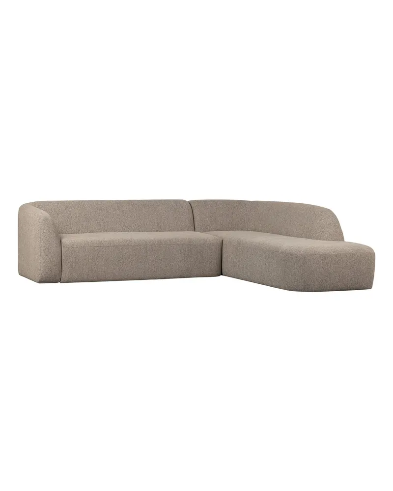 Sloping Ecksofa mit abgerundeter Form, Natur melange