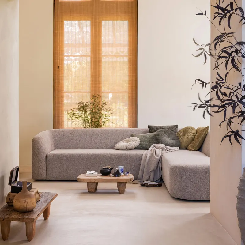 Sloping Ecksofa, Natur melange, rechts, im Wohnraum, Ansicht 1