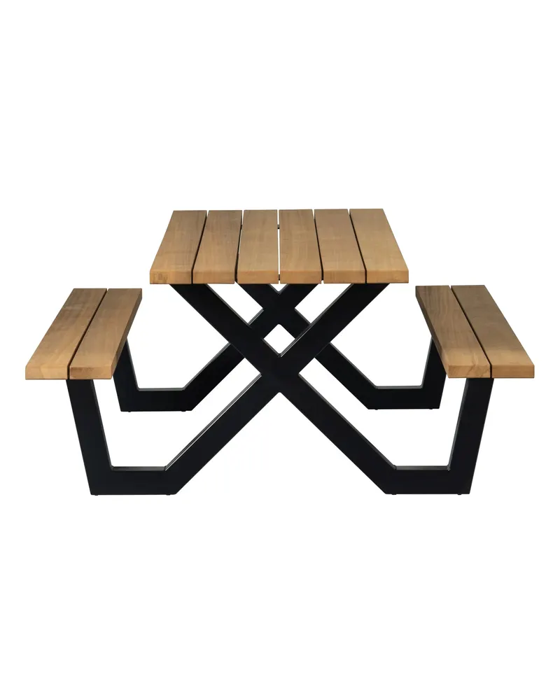 Tablo Gartentisch mit integrierten Sitzbänken, Natur/schwarz, Ansicht 3