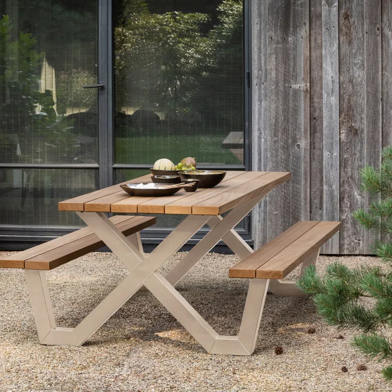 Tablo Gartentisch mit integrierten Sitzbänken, Natur, im Wohnraum, Ansicht 2