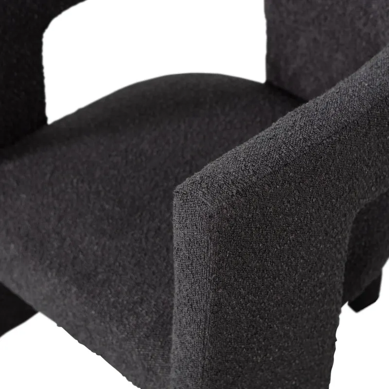 Tiwa Bouclé-Sessel mit breiten Polsterbeinen, Dunkelgrau, Bouclé, Detail, Ansicht 1
