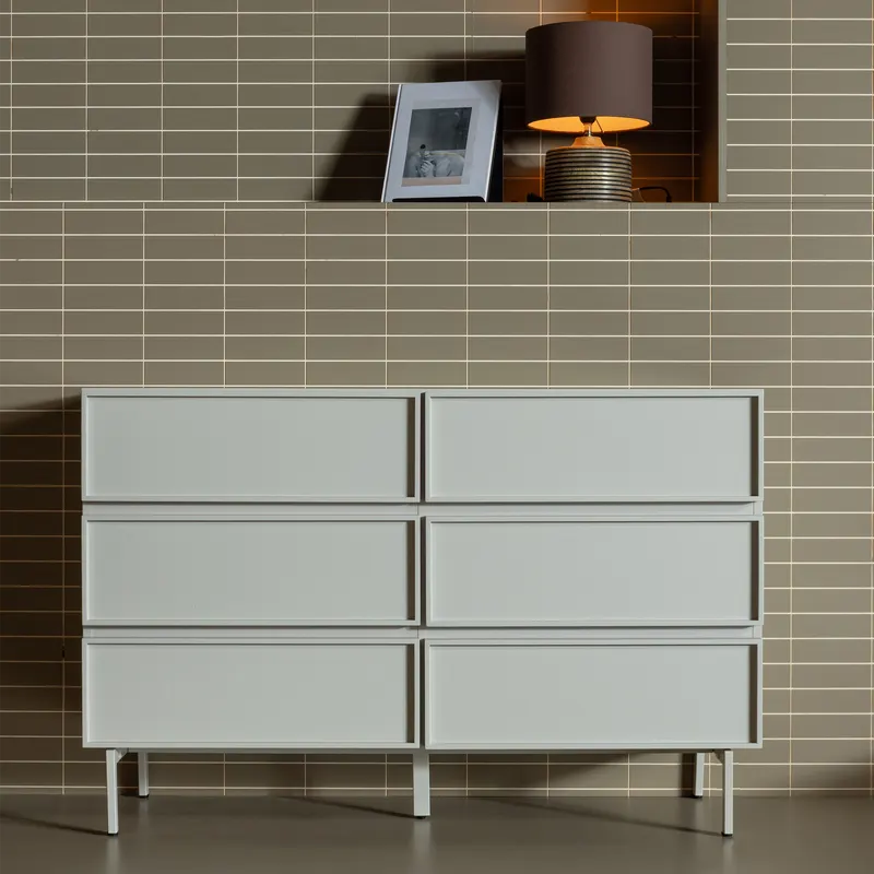Tours Kommode 120 cm, Sand, 6 Schubladen, im Wohnraum, Ansicht 1