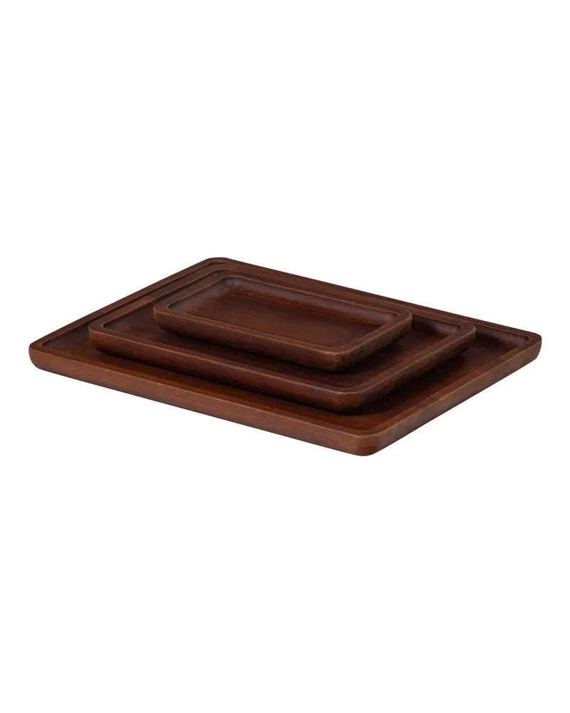 Trayla Serviertablett-Set aus Holz, Braun