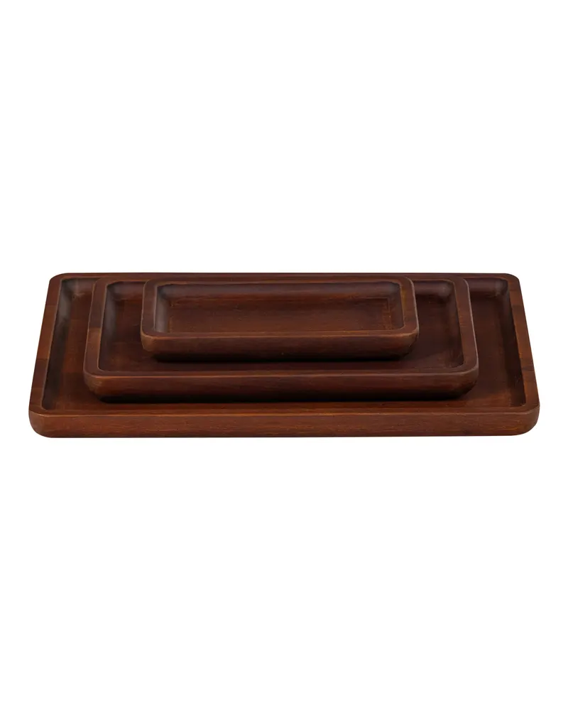 Trayla Serviertablett-Set aus Holz, Braun, Ansicht 2
