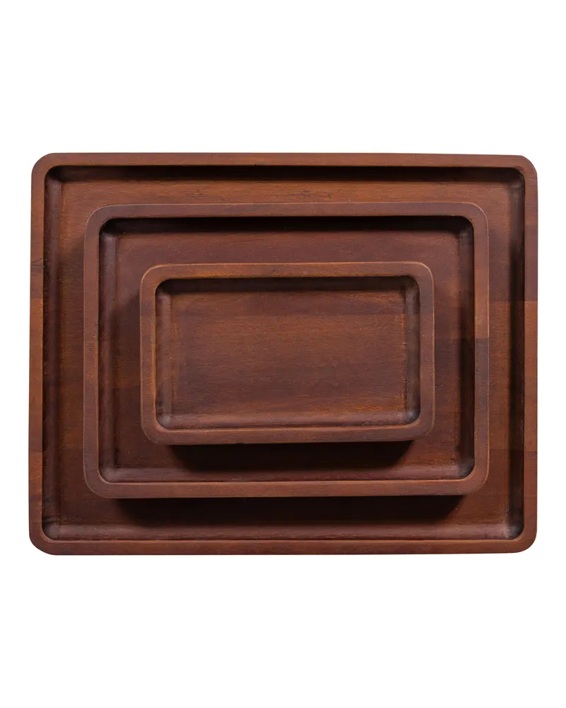 Trayla Serviertablett-Set aus Holz, Braun, Ansicht 3