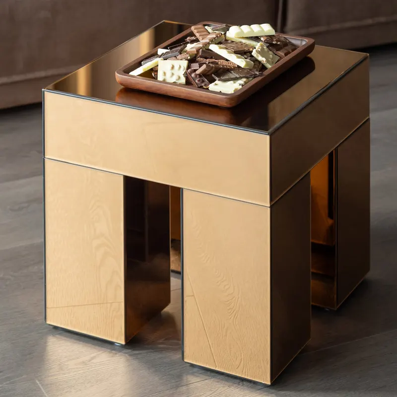 Trayla Serviertablett-Set aus Holz, Braun, im Wohnraum, Ansicht 2