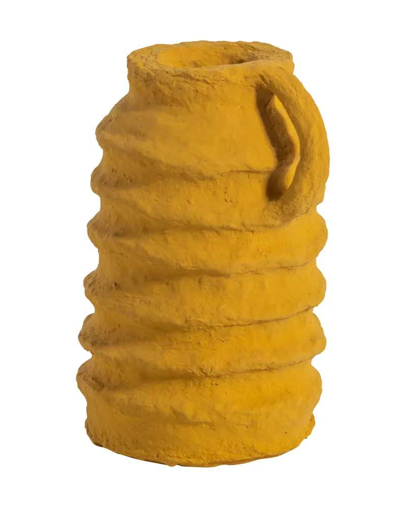 Ture Vase aus Pappmaché, Honiggelb