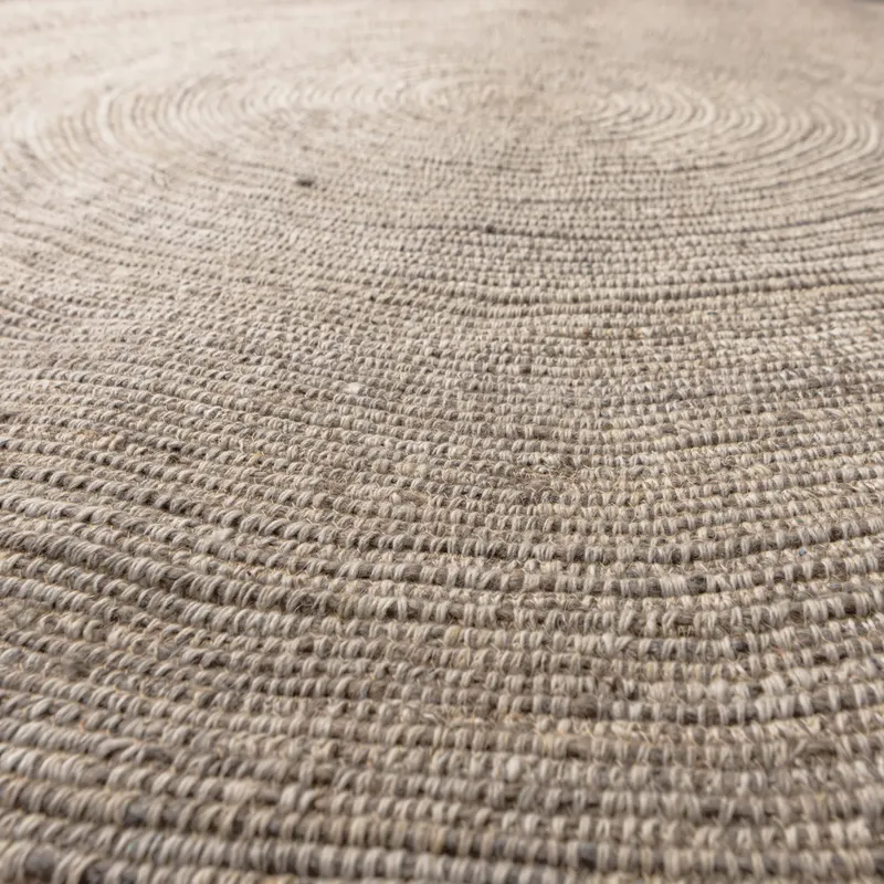 Utopia runder Wollteppich mit Bouclé-Struktur, Natur, Detail