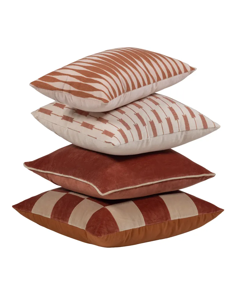 Zena Dekokissen-Set aus Baumwolle, Rosa/rostbraun