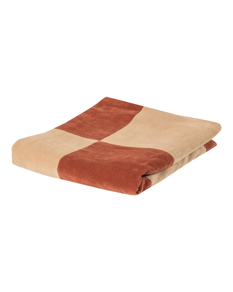 Zena Wohndecke aus Baumwolle, Rostbraun/beige