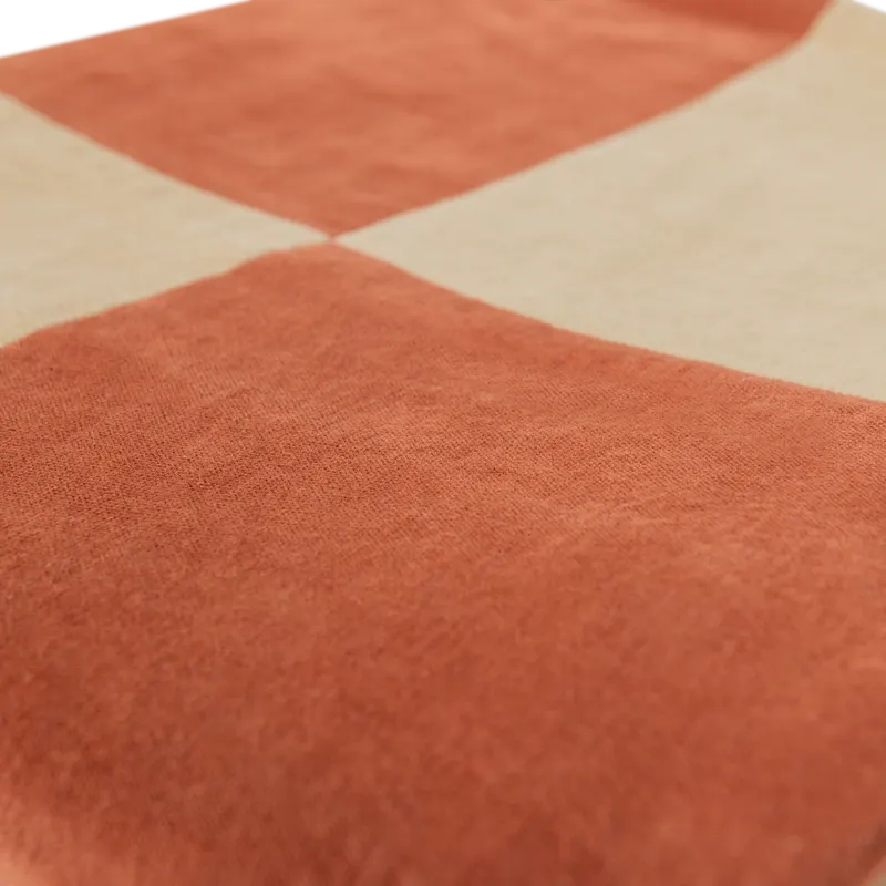 Zena Wohndecke aus Baumwolle, Rostbraun/beige, Detail