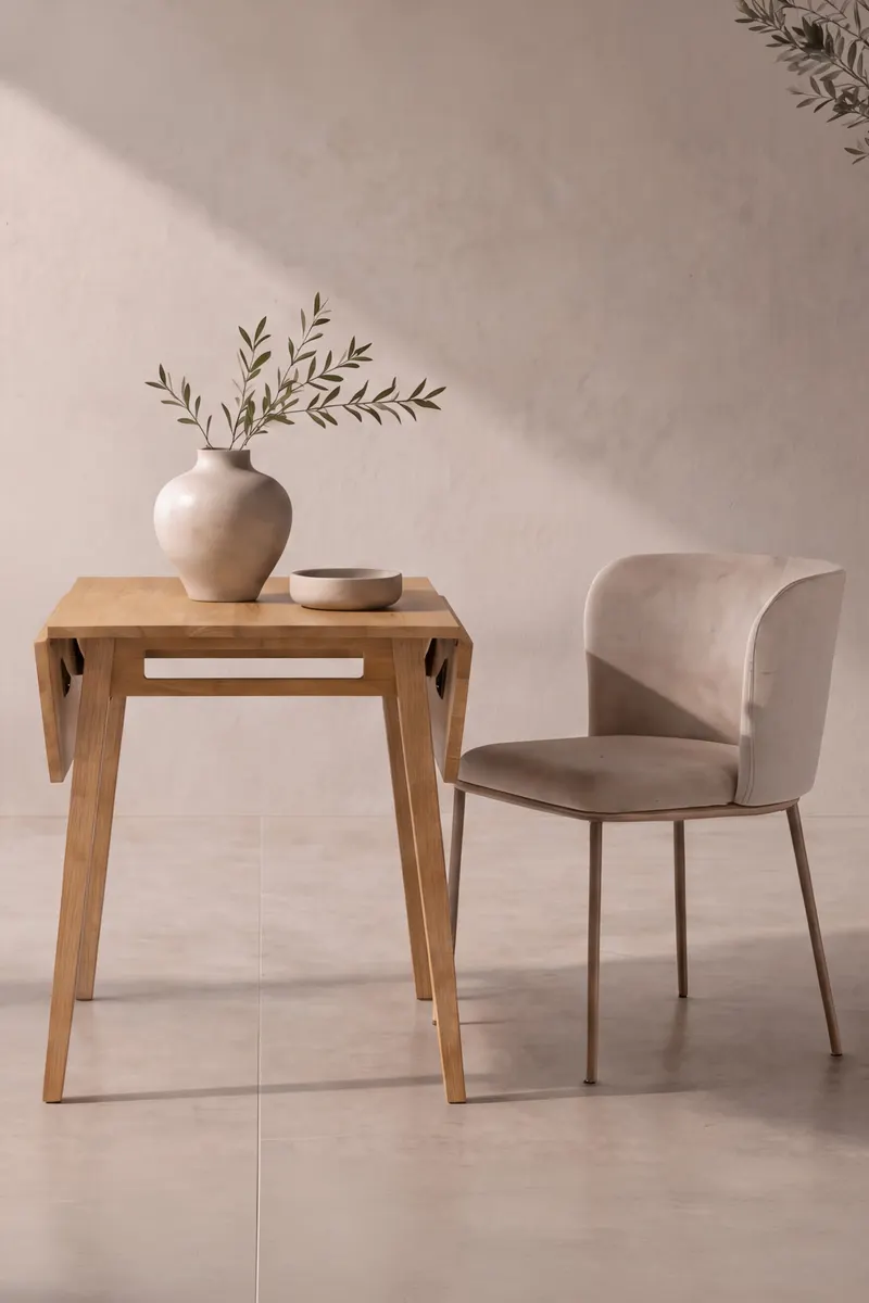 Yakidon kleiner Esstisch 60 × 60 cm mit Klappflügeln, im Wohnraum, Ansicht 4