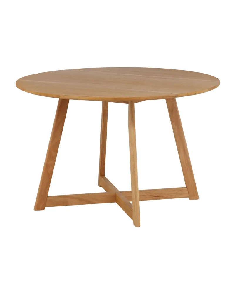 Yakidon runder Esstisch Ø 120 cm mit Kreuzgestell, klappbar, Eiche, Gestell Natur