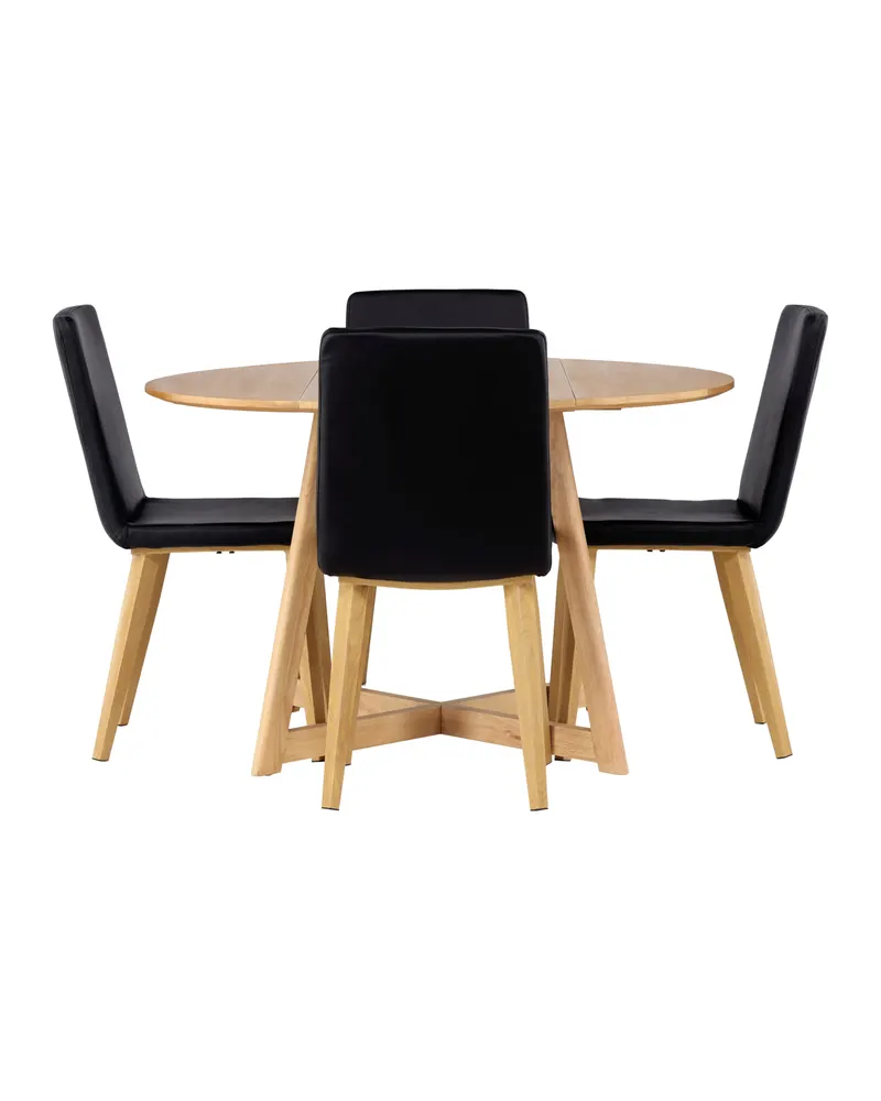Yakidon & Today Essgruppe mit rundem Esstisch und 4 Kunstlederstühlen, Ansicht 2