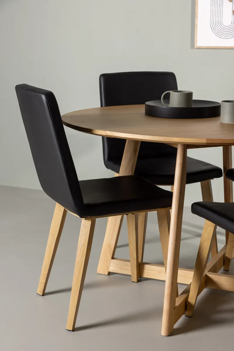 Yakidon & Today Essgruppe mit rundem Esstisch und 4 Kunstlederstühlen, im Wohnraum, Ansicht 2