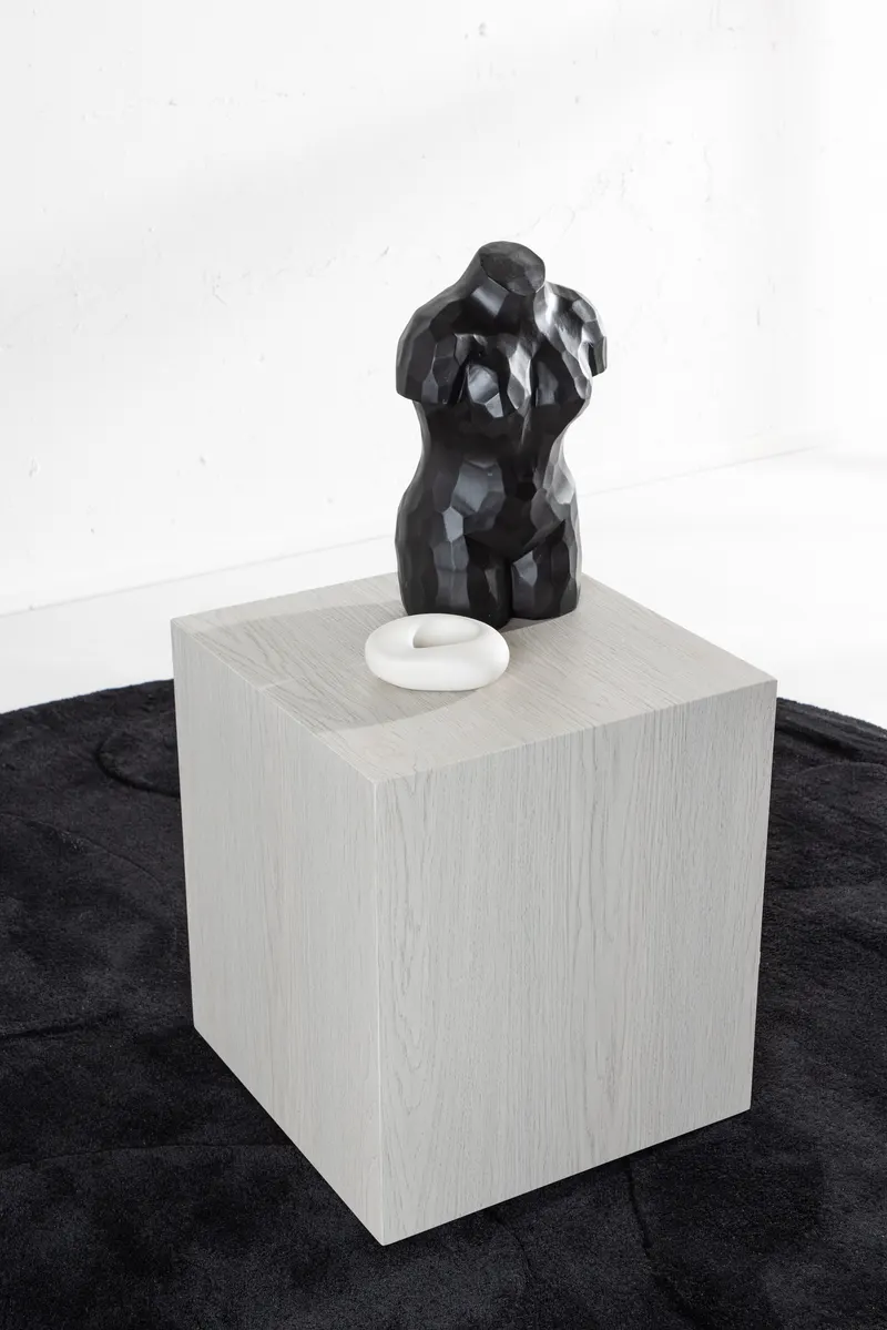 York eckiger Couchtisch in Blockform in 40 × 40 cm, Whitewash, im Wohnraum, Ansicht 1